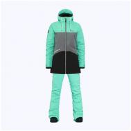 Комплект с брюками  для сноубординга, зимний, карманы, карман для ски-пасса, мембранный, водонепроницаемый, размер S, серый, зеленый Horsefeathers