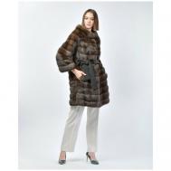 Пальто , соболь, силуэт прямой, пояс/ремень, размер 42, коричневый Fabio Gavazzi