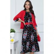 Костюм , жакет и платье, классический стиль, полуприлегающий силуэт, размер 54, красный Бизнес Стиль