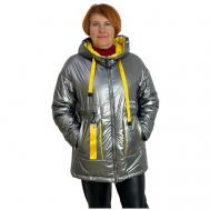 Куртка  демисезонная, удлиненная, силуэт прямой, ветрозащитная, утепленная, размер 46, серебряный Fine baby
