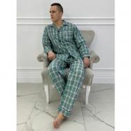 Пижама , брюки, рубашка, застежка пуговицы, пояс на резинке, карманы, размер 50, мультиколор Nuage.moscow