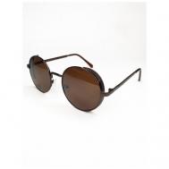 Солнцезащитные очки , круглые, оправа: металл, с защитой от УФ, градиентные, коричневый ECOSKY