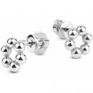 Серьги пусеты , серебро, 925 проба, родирование, размер/диаметр 7 мм., серебряный Sirius-Jewelry