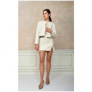 Костюм, жакет и юбка, классический стиль, карманы, размер 48, белый KOI COUTURE