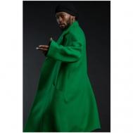Пальто  демисезонное, силуэт прямой, удлиненное, карманы, подкладка, размер M, зеленый ZNWR