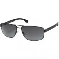 Солнцезащитные очки , прямоугольные, оправа: металл, поляризационные, для мужчин, черный BOSS