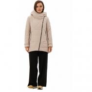 куртка   зимняя, средней длины, подкладка, капюшон, размер 52 (62RU), бежевый Maritta