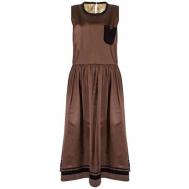 Платье , атлас, повседневное, трапециевидный силуэт, подкладка, размер m, коричневый Uma Wang