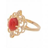 Кольцо помолвочное , агат, размер 20, бордовый Lotus Jewelry