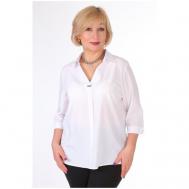 Блуза , классический стиль, свободный силуэт, укороченный рукав, размер 44, белый LASKITA