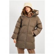 куртка  , демисезон/зима, удлиненная, силуэт прямой, подкладка, ветрозащитная, манжеты, капюшон, карманы, водонепроницаемая, мембранная, утепленная, вентиляция, размер 42, серый Baon