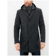 Пальто , демисезон/зима, силуэт полуприлегающий, средней длины, карманы, капюшон, стеганое, утепленное, размер 50/170, серый BERKYTT