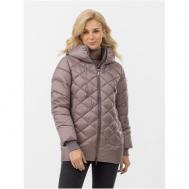 куртка   зимняя, средней длины, несъемный капюшон, карманы, капюшон, размер 40 (46RU), розовый Avi