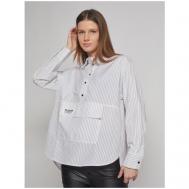 Рубашка  , классический стиль, свободный силуэт, длинный рукав, в полоску, размер XL, белый ZOLLA