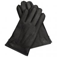 Перчатки мужские кожаные черные теплые демисезонные, осенние, зимние кожа оленя на шерсти строчка верхний шов  размер 11 TEVIN
