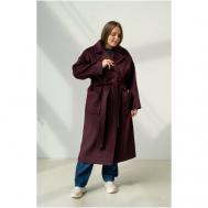 Пальто  , демисезон/зима, силуэт прямой, удлиненное, размер 52, бордовый Modress