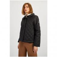 Куртка  , демисезон/зима, укороченная, силуэт прямой, без капюшона, карманы, стеганая, размер 42, черный Baon