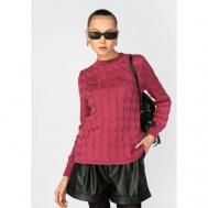 Пуловер , длинный рукав, прямой силуэт, удлиненный, размер 50, розовый Vivawool