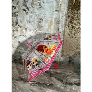 Зонт-трость полуавтомат, купол 66 см., прозрачный, для девочек, розовый Зонты mr.Panda