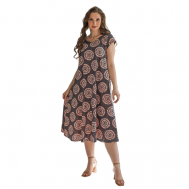 Платье , хлопок, повседневное, полуприлегающее, миди, размер 68, коричневый Оптима Трикотаж