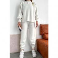 Костюм , джемпер и брюки, классический стиль, свободный силуэт, трикотажный, утепленный, размер 46-48, белый COMFORT HOODIES