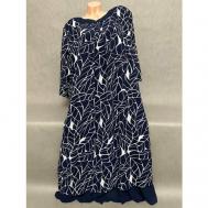 Платье шифон, свободный силуэт, миди, подкладка, размер 62, синий P.S.O Plus Shop Online