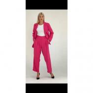 Костюм, жакет и брюки, классический стиль, свободный силуэт, размер 46, розовый GULJAN