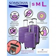 Комплект чемоданов , 3 шт., 95 л, фиолетовый SOMSONYA