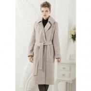 Пальто-халат   демисезонное, шерсть, силуэт прямой, удлиненное, размер 40-42, бежевый Margo