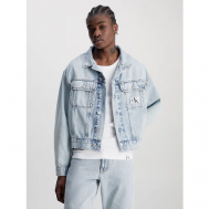 куртка , демисезон/лето, силуэт прямой, без капюшона, карманы, размер 48(M), синий Calvin Klein
