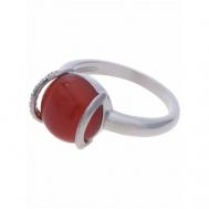Кольцо помолвочное , фианит, агат, размер 20, бордовый Lotus Jewelry