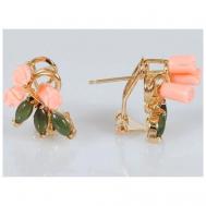 Серьги , нефрит, коралл, зеленый, розовый Lotus Jewelry