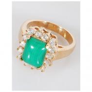 Кольцо помолвочное , фианит, малахит, размер 18, зеленый Lotus Jewelry