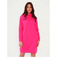 Платье-свитер , хлопок, полуприлегающее, до колена, карманы, размер 100 (50), розовый, фуксия SOLO MIO