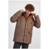 Куртка , демисезон/зима, силуэт прямой, подкладка, капюшон, карманы, размер S, коричневый Baon