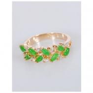 Кольцо помолвочное , фианит, хризопраз, размер 17, зеленый Lotus Jewelry