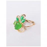 Кольцо помолвочное , фианит, кошачий глаз, размер 17, зеленый Lotus Jewelry