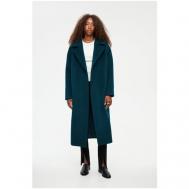 Пальто-халат   демисезонное, шерсть, силуэт прямой, удлиненное, размер 46, зеленый Shi-shi
