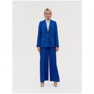Костюм , жакет и брюки, классический стиль, свободный силуэт, подкладка, плоские швы, карманы, размер 48, синий SAINTLOOK