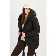 Куртка  , демисезон/зима, удлиненная, силуэт прямой, вентиляция, ветрозащитная, водонепроницаемая, трикотажная, размер 54, черный Baon