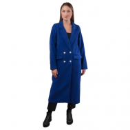 Пальто-кокон   демисезонное, силуэт прямой, удлиненное, размер 42/173, синий Оптуха