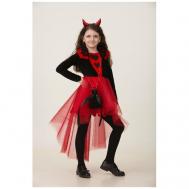 Карнавальный костюм  Дьяволица размер 146-76 на праздник, на утренники, на хэллоуин, на новый год, костюм дьяволицы, костюм дьяволицы для девочки Batik