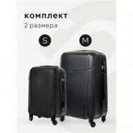 Комплект чемоданов , 2 шт., 65 л, размер M, черный Bonle