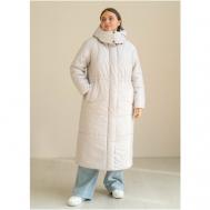 Пальто   зимнее, силуэт прямой, удлиненное, размер 52, серый Modress