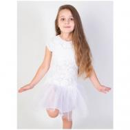Платье , нарядное, однотонное, размер 32/128, белый Радуга Дети