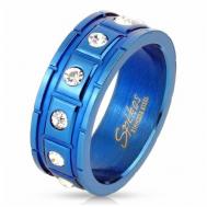 Кольцо , нержавеющая сталь, размер 20, синий, голубой Spikes