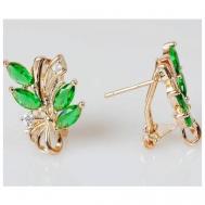 Серьги , фианит, зеленый Lotus Jewelry