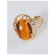 Кольцо помолвочное , тигровый глаз, размер 18, коричневый Lotus Jewelry