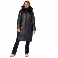 Куртка  , демисезон/зима, удлиненная, силуэт свободный, манжеты, карманы, капюшон, размер 44, черный MTFORCE