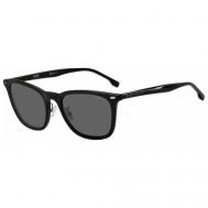 Солнцезащитные очки BOSS, прямоугольные, оправа: пластик, поляризационные, с защитой от УФ, для мужчин, черный Hugo Boss
